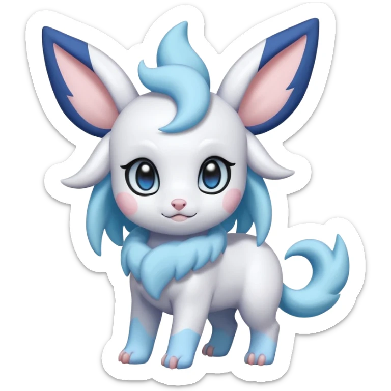Snowy frosty minty icy fluffy cute adorable innocent kawaii Absol-Sylveon-Dewott-fusion sticker