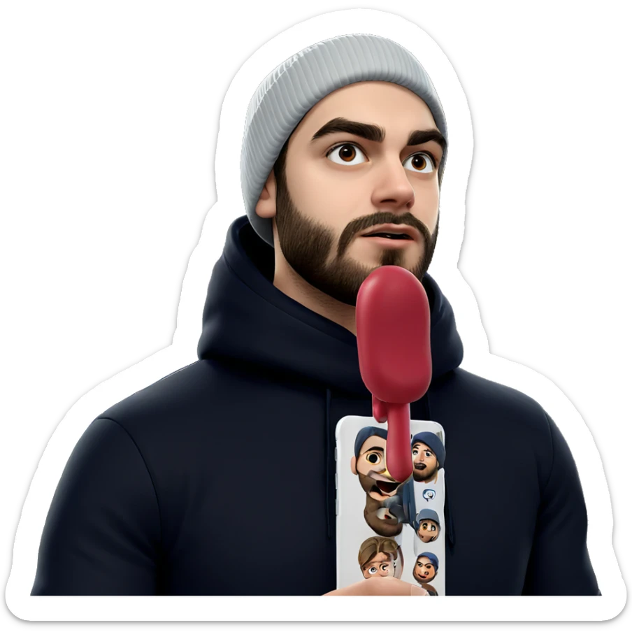 bearded boy in beanie sticker