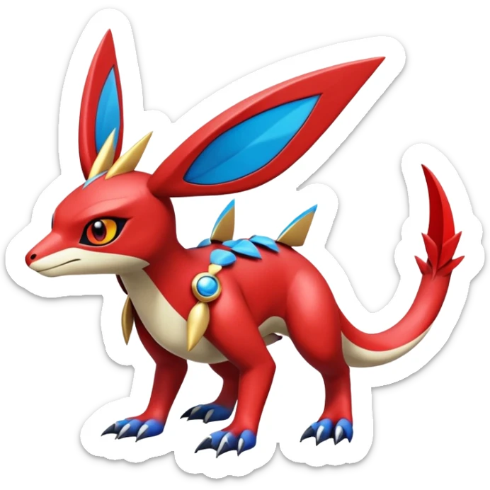  Cute Shiny Exotic Colorful Guilmon-Latias-Koraidon-Umbreon-Fakémon-hybrid-creature (full body)  sticker