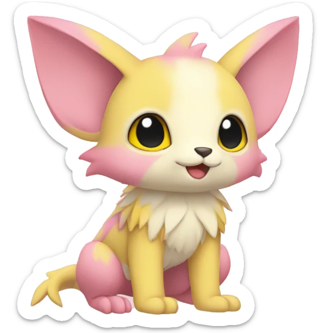 Cute cool beige yellow pink animal hybrid Fakemon full body sticker