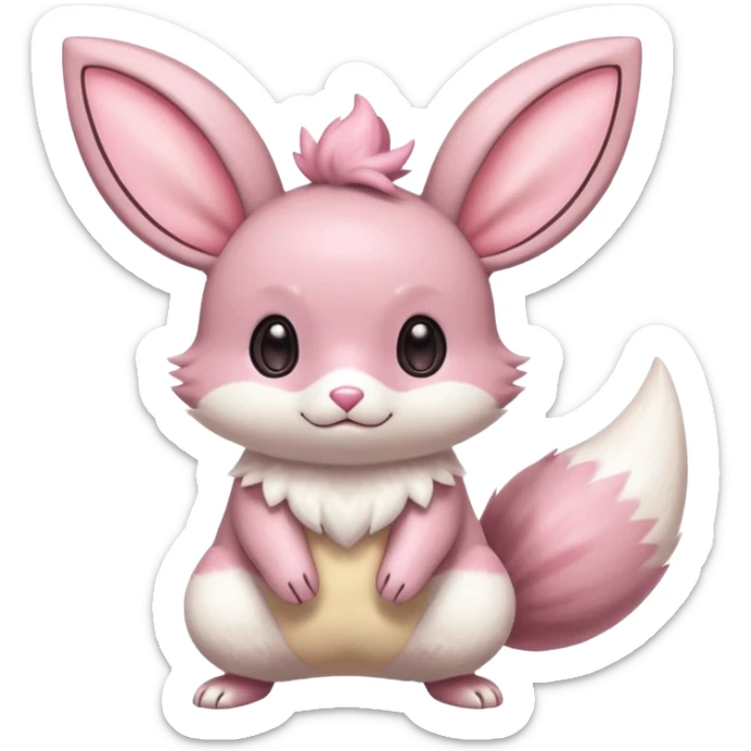 Kawaii Shiny Colorful Pastel Minccino-Furret-Emolga-Eevee-fusion Full Body sticker