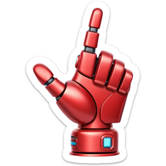 robot hand closed fist but the thumb is up and make the color of the robot  in the shade red sticker
