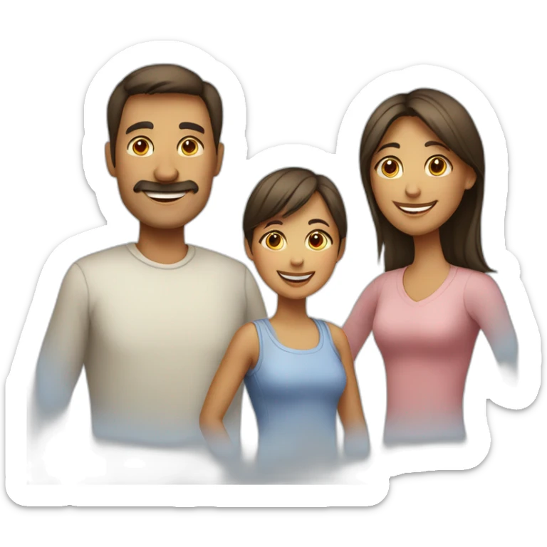 Happy family of father, mother, teenager and daughter sticker