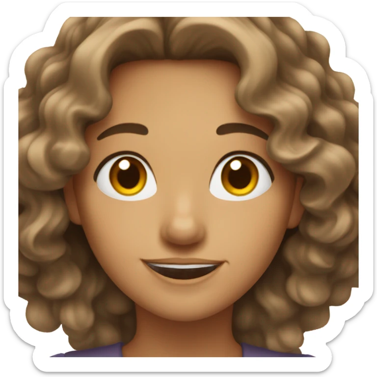 a woman with wavy hair and brown eyes wink sticker