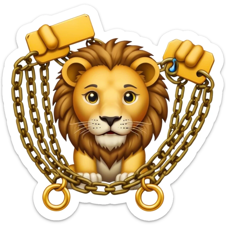 Multiple chains and a lion sticker