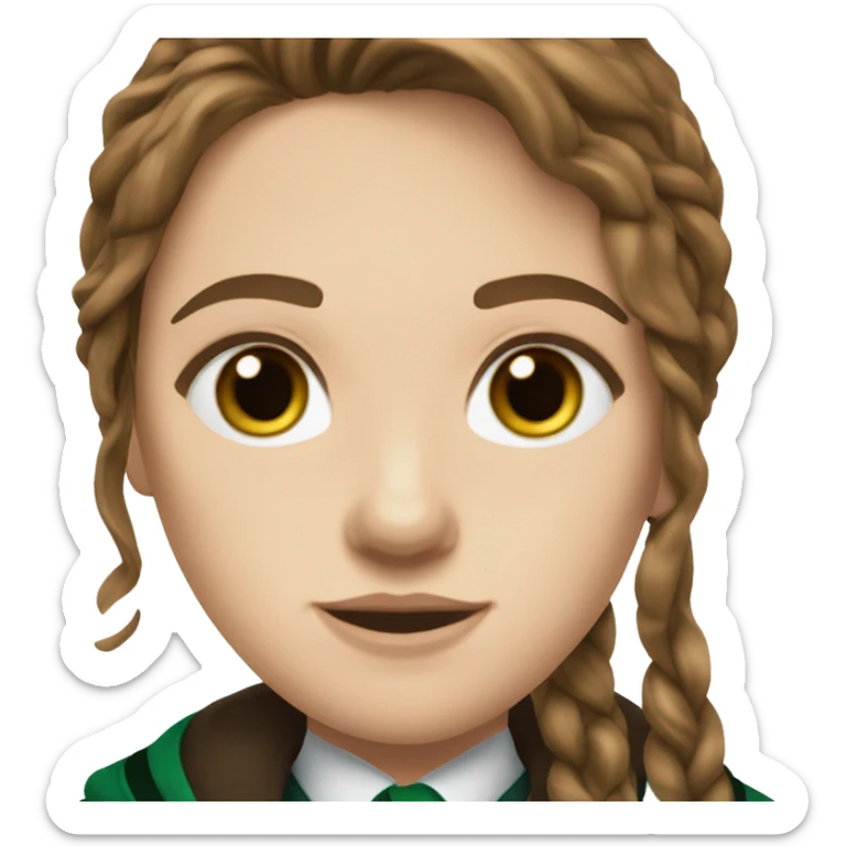 slytherin-student-girl-mediul long brown hair-blue eyes sticker