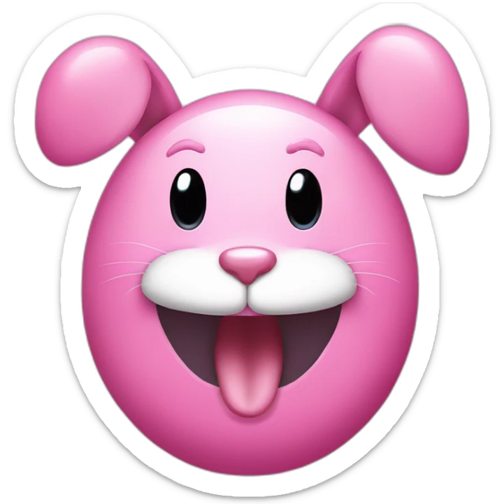 pink bunny with an oval head and white moustache, a round pink nose and a huge smile that takes up half his face sticker