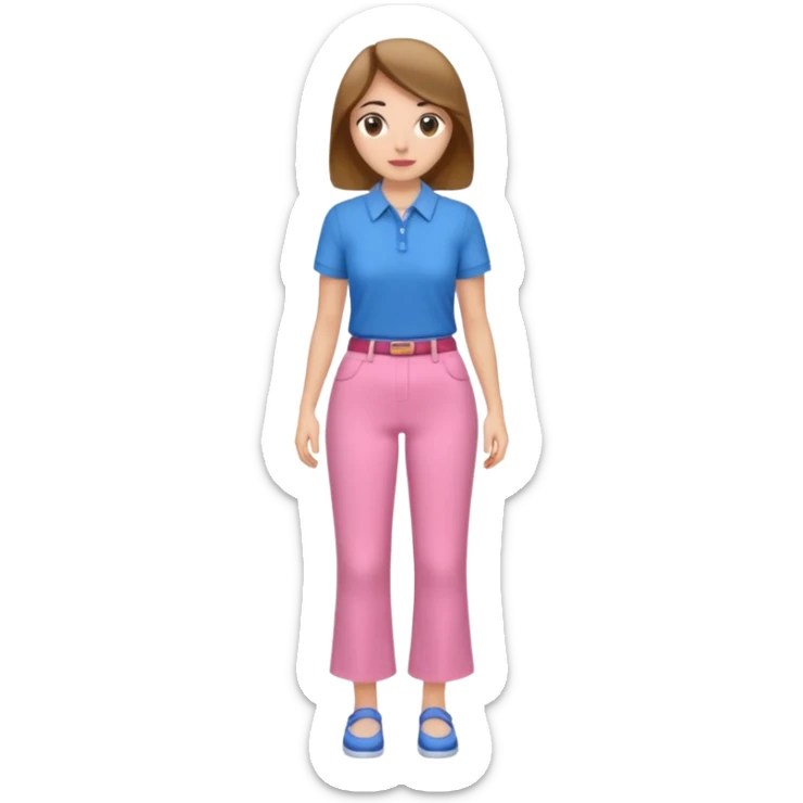 A woman with pants ☺️👖and a skirt and pink pants and blue shirt sticker