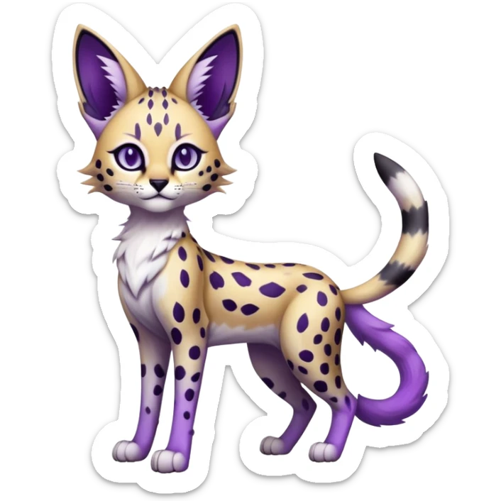 Kawaii Cute Edgy Black Purple White ethereal eldritch Serval-Fionbri-Vernid full body sticker