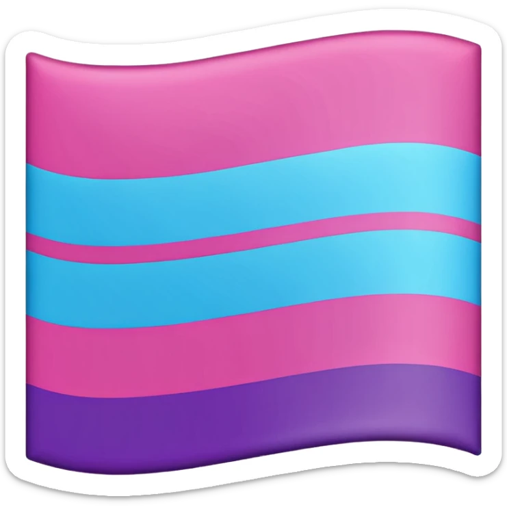 I want a flag, I want the first stripe at the top of the flag to be pink 🩷. I want The middle stripe to be the color purple 💜. And finally the bottom stripe I want the color blue 💙. Only those three colors in that exact order, pink, purple, blue. Make the colors more vibrant sticker
