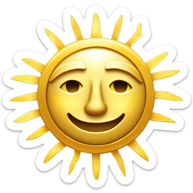 Un sol dorado sonriente con rayos de luz, representando la felicidad y la energía positiva, inspirado en la iconografía Inca del dios Inti Perú sticker