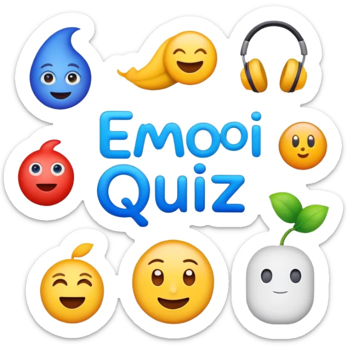 A title logo for "The Emoji Movie Quiz" with fun colorful movie and quiz elements sticker