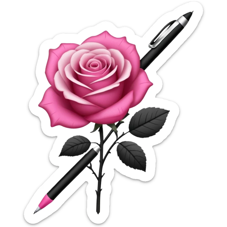 crée moi une feuille blanche genre une liste avex des traie noir avec un stylo de couleur dégradé rose foncé sticker
