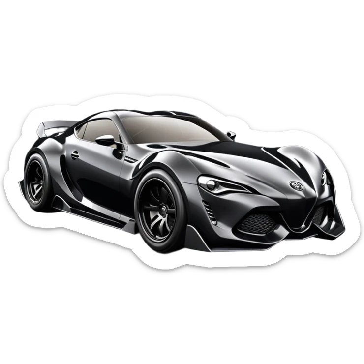  Catwoman’s Venom aerodynamic opulent dark futuristic concept loosely based on 2013 Toyota 86 (flat long straight faceted mechanical body) lightweight stealthy street hot rod drifter  sticker
