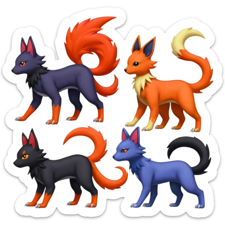 
Houndour-Torracat-Zorua-Salandit-Noibat-Flareon-Fakémon-Digimon-fusion (full body) sticker