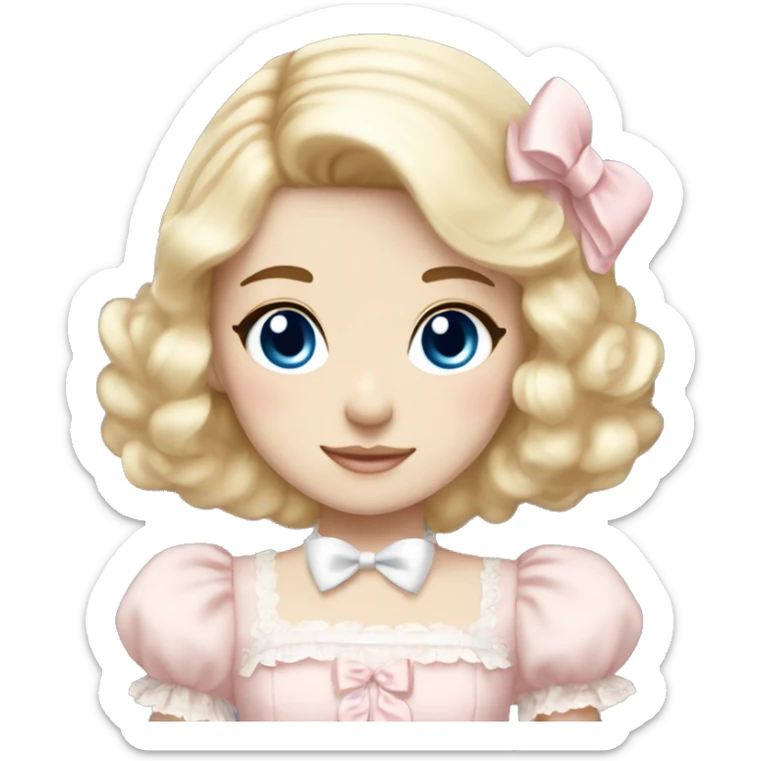 sweet lolita blond hair blue eyes white skin light pink dress sticker