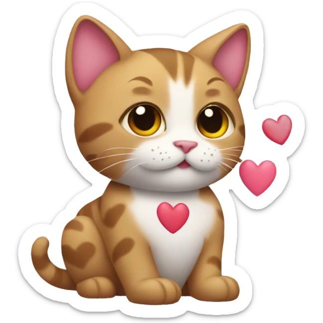 cat with hearts sticker
