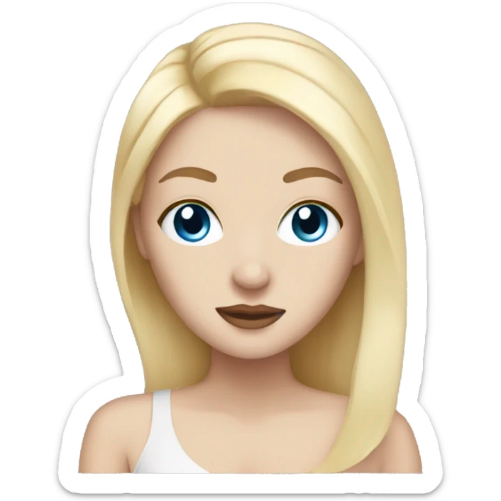 White girl with blonde hair and blue eyes having spa mask sticker