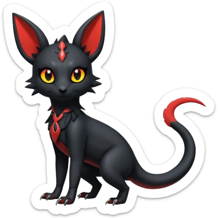 Shiny Dark Edgy Gothic Gloomy Futuristic Salandit-Umbreon-Litten-Hybrid (Full body) sticker