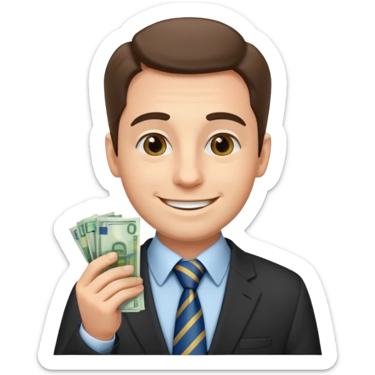 AN UNCLE with a tie in business clothes and with euro money
 sticker