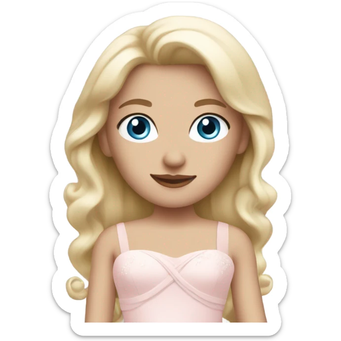 Beautiful blond girl with blue eyes and pastel pink wedding dress sticker