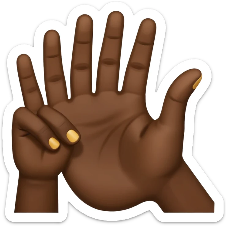 hand emoji ✋🏽 with thumb down flat on the palm of the hand to hold 4 fingers up sticker