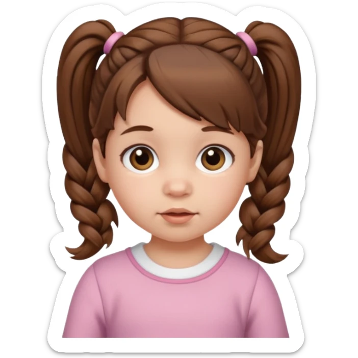 baby girl with brown hair and pigtails sticker