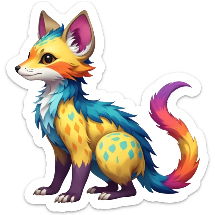 Feral Rare Fantasy colorful Vernid-Trico-species by LiLaiRa, random markings, tufted tail, tufted ears, full body sticker