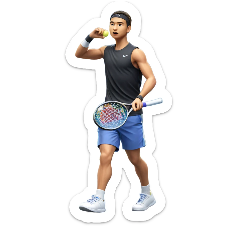 boy playing tennis solo sticker