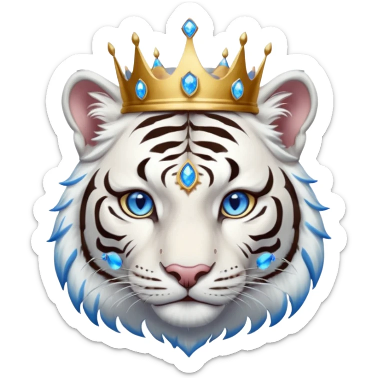 ESO Female white tiger khajiit leader of the umbral rose, blue eyes, blue 'third eye' gem, something symbolizing leadership ruling  sticker