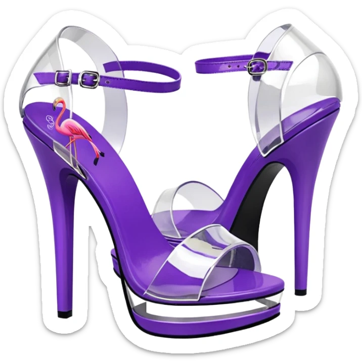 Womens pleaser brand clear purple chrome flamingo heels sticker