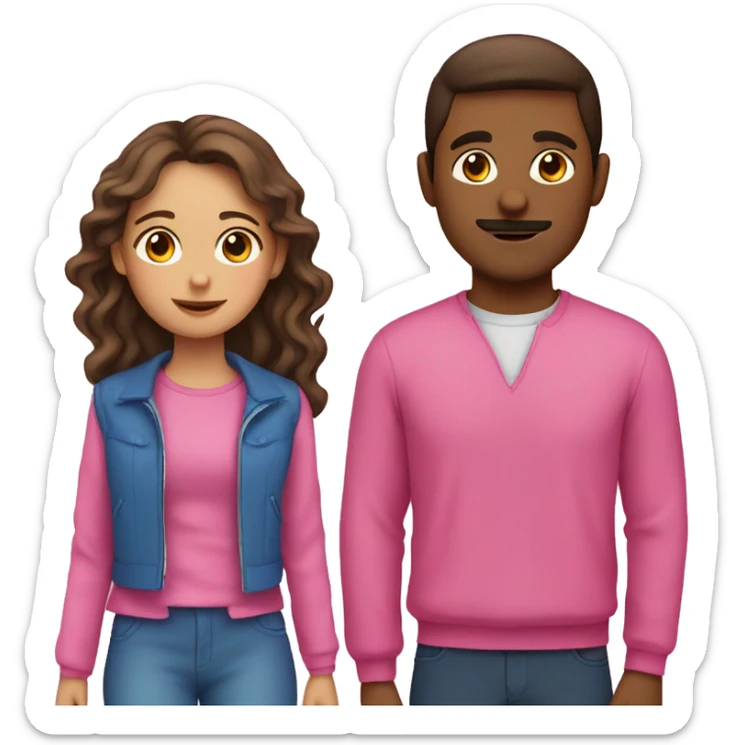 girl wearing pink and guy wearing blue together. Girl is Spanish sticker