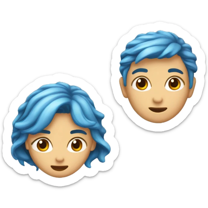 Criar um emoji do busto de uma criança loira de olhos azuis esverdeados, com uma pequena falha no cabelo que é penteado para esquerda sticker