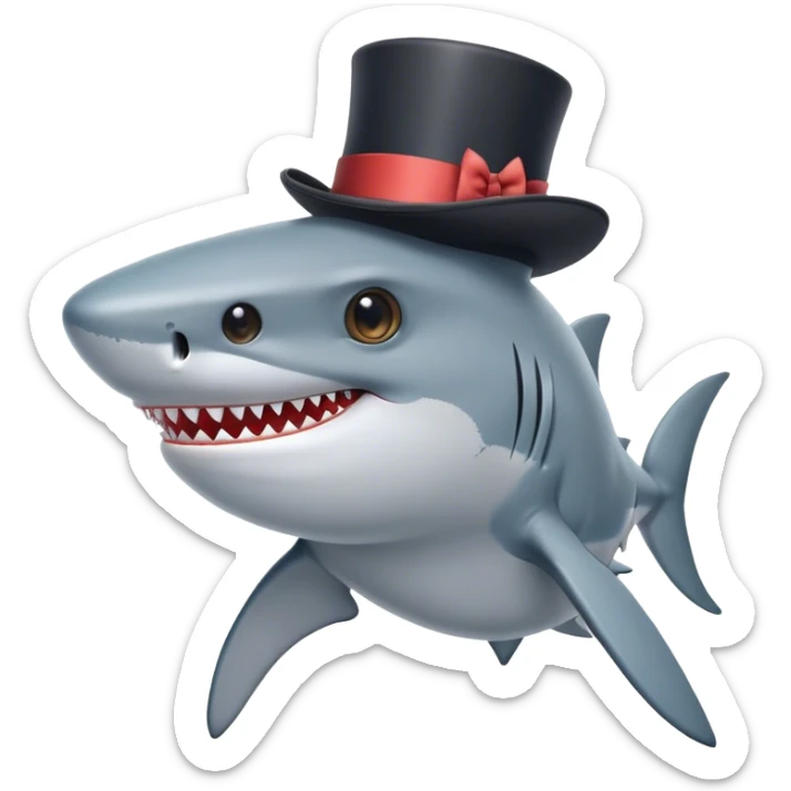 Shark with a top hat sticker