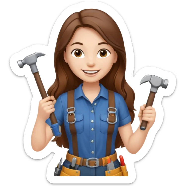 beautiful girl with long brown hair renovating her apartment sticker