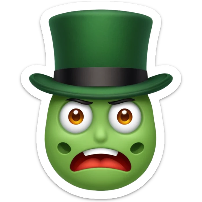 top hat, scared, and green sticker