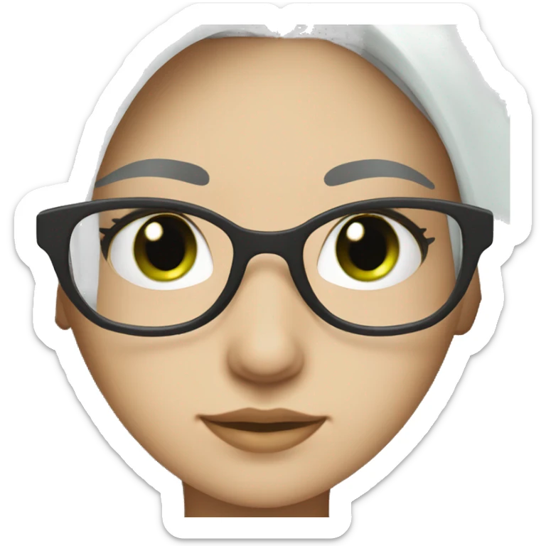 Girl with green eyes, silver glasses, half black hair and bald white hair  sticker