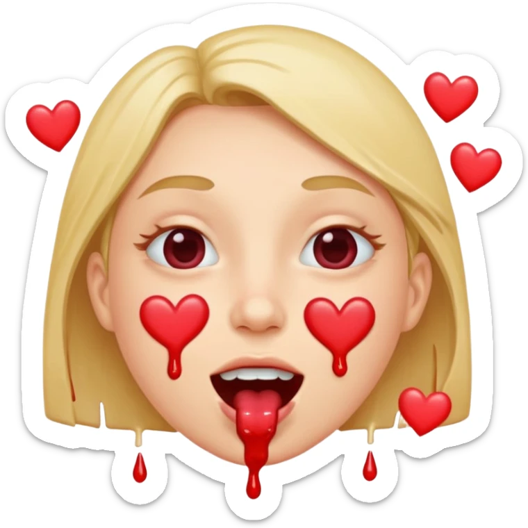 quelqu'un tres content avec des coeur a la place des yeux et de la salive qui coule de sa bouche. il faut des coeur a la place de yeux sticker