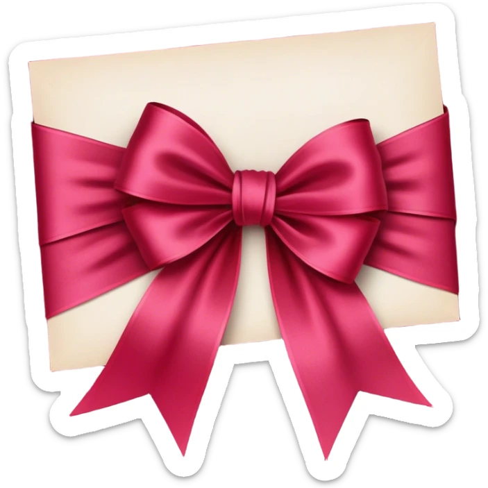 Postcard  in Persian red color tied with silk aesthetic ribbon of powder raspberry color in glamour vintage theme sticker