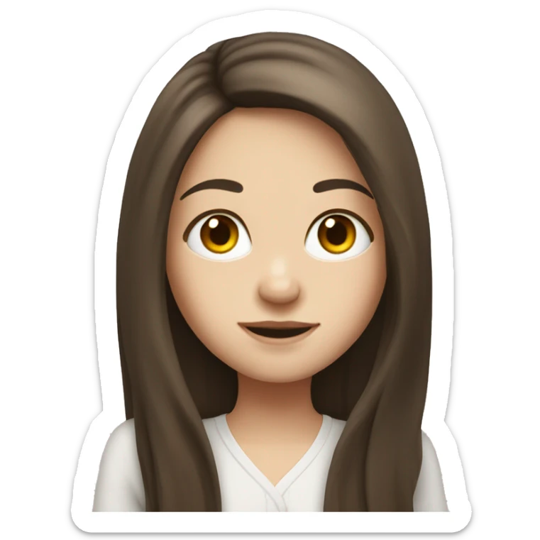 Brunette girl with long hair, white skin, Europe race, sticker