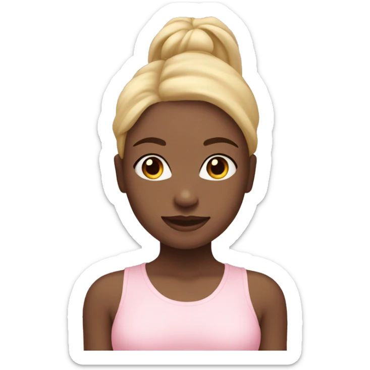 black yoga girl blonde hair light pink clothes n sticker