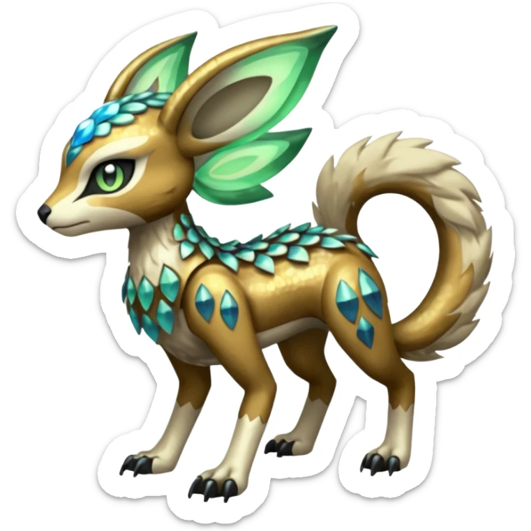 Meloetta-Vernid-Primagen-Fionbri-Trico-Protogen-hybrid-fusion-Fakémon-creature, full body sticker