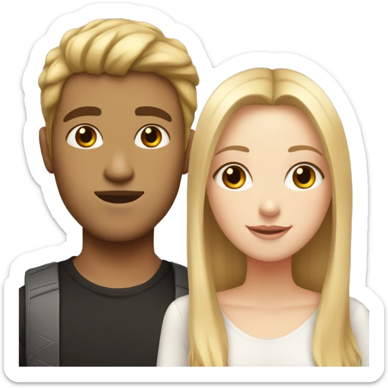 White girl with blonde hair and light brown guy with black straight hair sticker