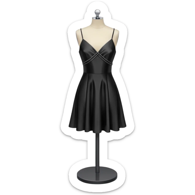 Strappy short black dress made of silk on a headless mannequin  sticker