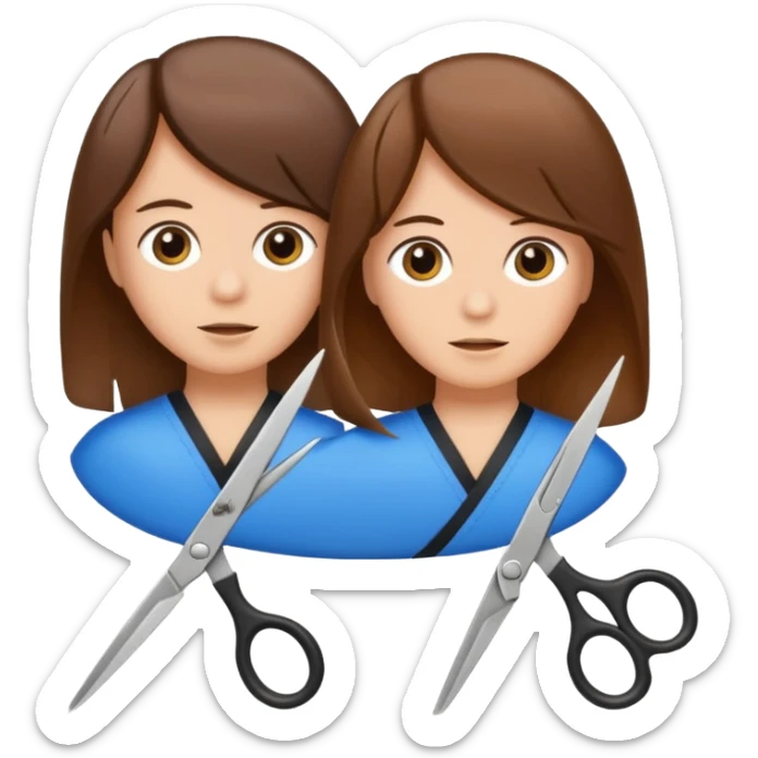 salon hair cut emoji, close-up of scissors snipping hair, simple and clear sticker