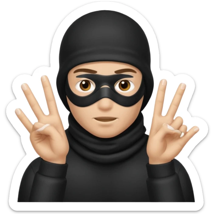 Peux tu me faire un policier gangster avec une cagoule qui fait des doigts shampooing sticker