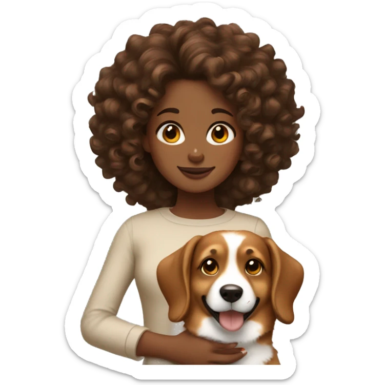 BROWN SKIN GIRL WITH CURLY BROWN HAIR with CORGI sticker