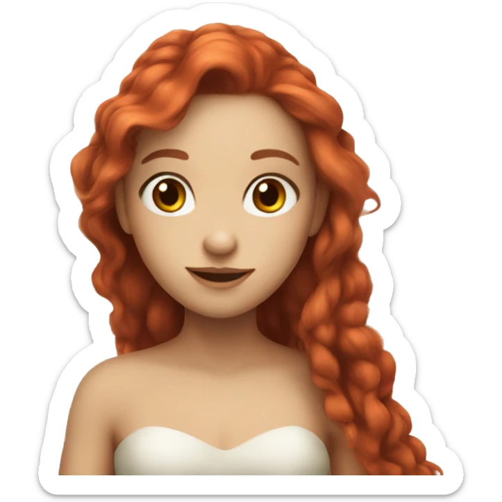 a white skin fairy with wings, long red hair and brown eyes sticker
