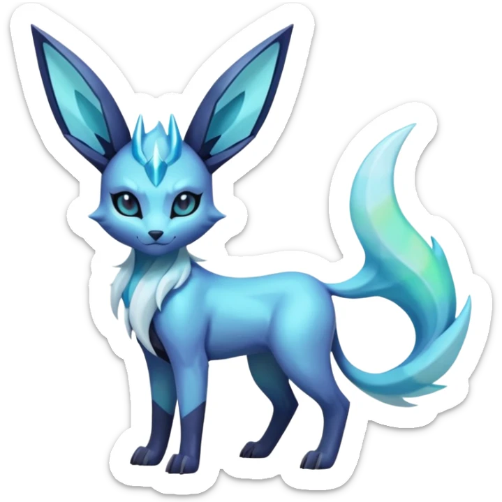 Shiny Edgy Badass Dark Pastel Gothic Glaceon-Amaura-Aurorus-Fakémon-hybrid-creature (full body)  sticker