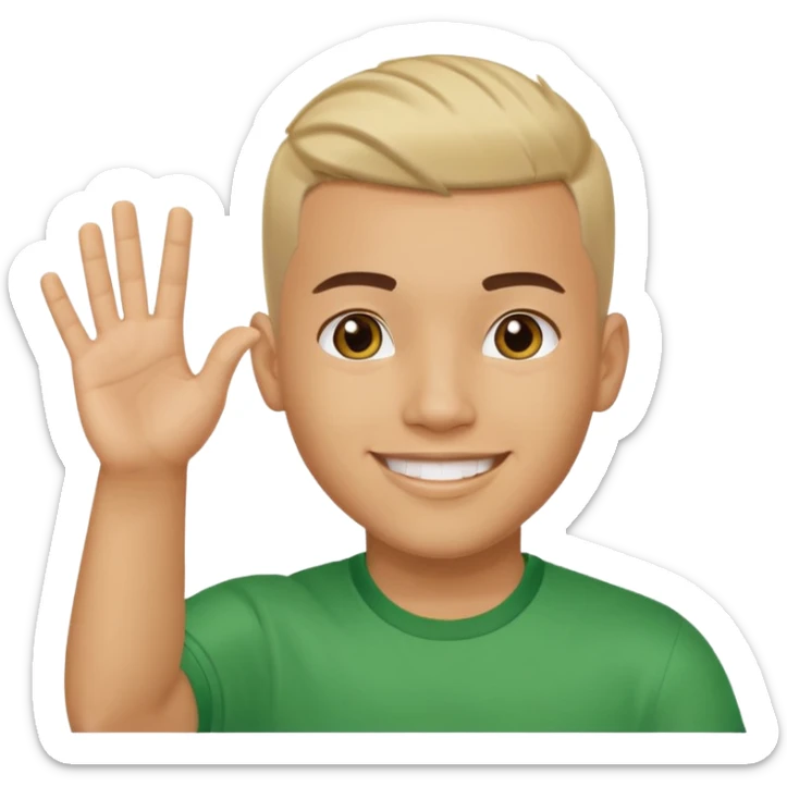 joven trigueno corte de pelo reguetoon sonrisa bonita saludando mano arriba sticker